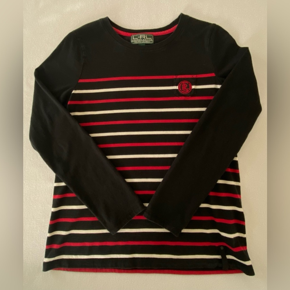 Lauren Active Ralph Lauren Top  Women’s Medium Cotton Stipend Pullover W/Logo - Picture 6 of 11
